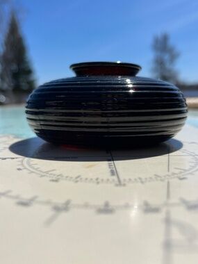 Vintage Amber Glass Inkwell Pot